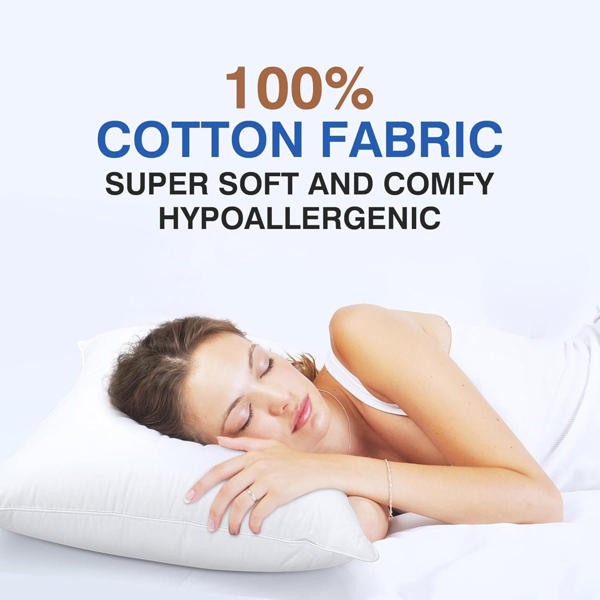 Luxury Goose Feather Pillows With Cotton Cover, Goose Down Medium Comfort Pillow (Set of 2)